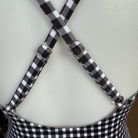 Talbots Miraclesuit black white checkered lightly padded one piece swimsuit 12 - Picture 6 of 12